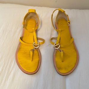 Tory Burch Yellow Toggle Strap Sandal